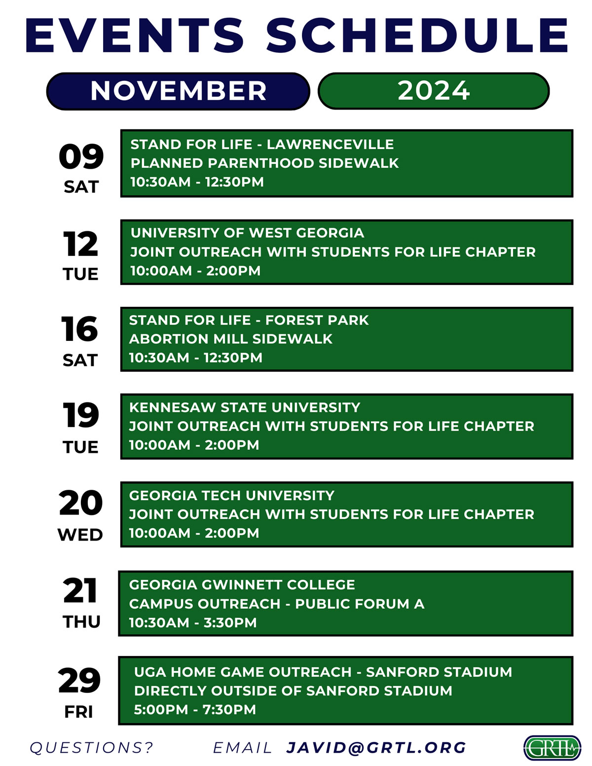 NOV 2024 GRTL EVENTS